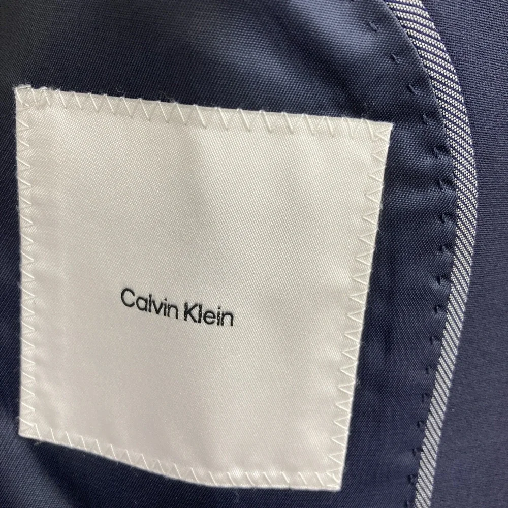 Calvin Klein Mens Slim fit Suit Jacket Blazer 46 R Navy Blue Solid Stretch‎